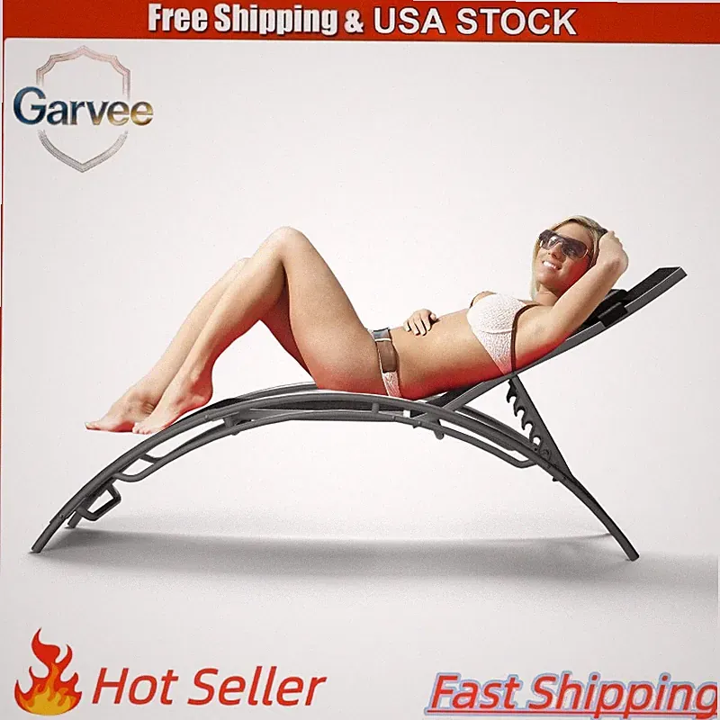 3-Position Backrest Outdoor Chaise Lounges Set of 2, Aluminum, All-Weather Desig