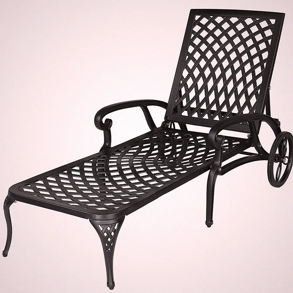 3-Position Outdoor Weather Resistant Aluminum Chaise Lounge Recliner Chair
