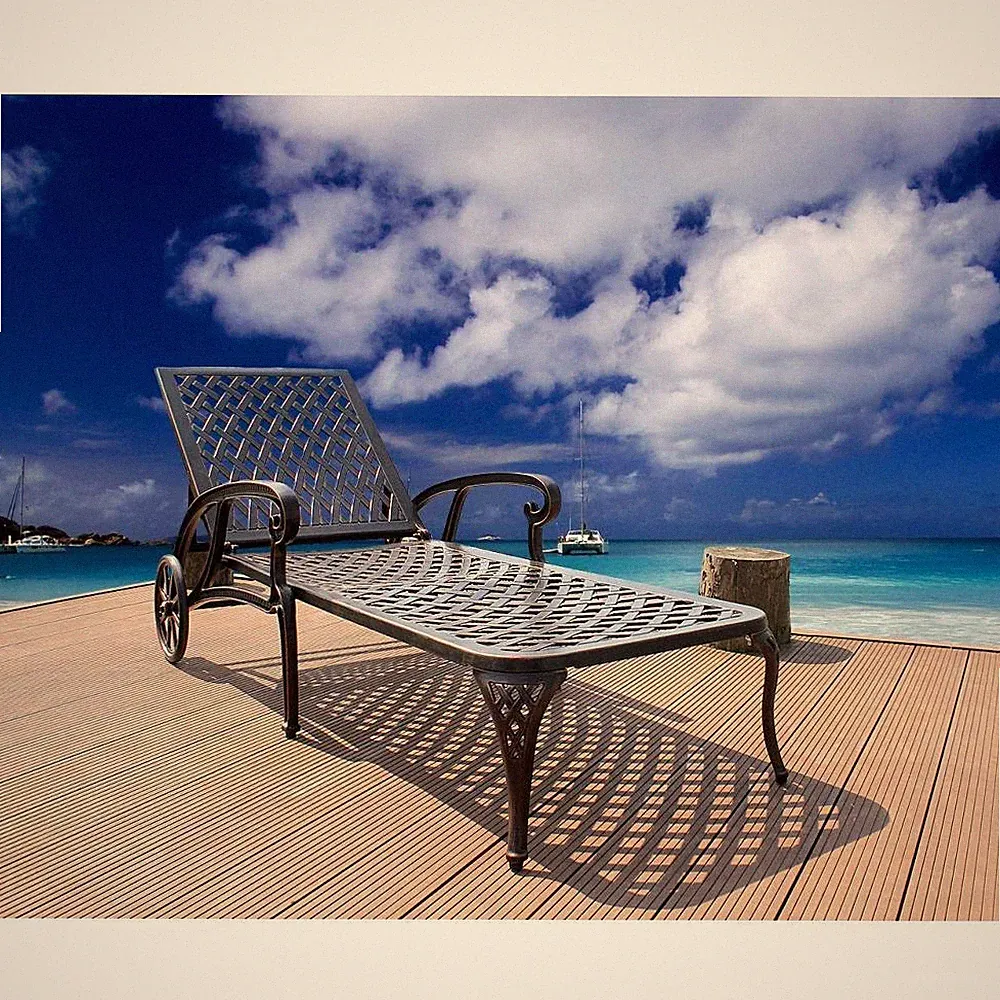 Aluminum Cast Lounge Chair Reclining 3 Backrest Tilting Position UV Resistance