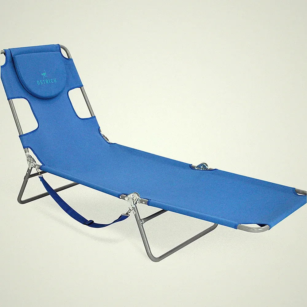 Ostrich Chaise Lounge, Facedown Beach Camping Pool Tanning Chair, Blue(Open Box)